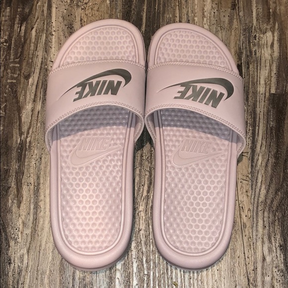 blush nike slides